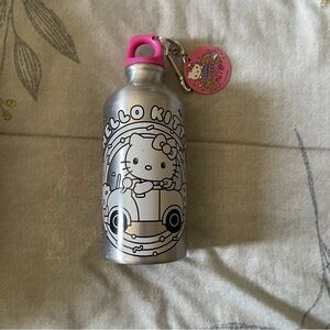 Hello Kitty Silver and Pink Water Bottle with Charm